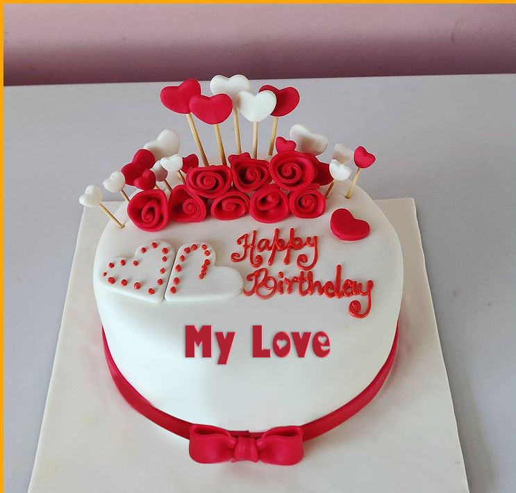 Happy Rose Birthday Cake With Name For Lover 
