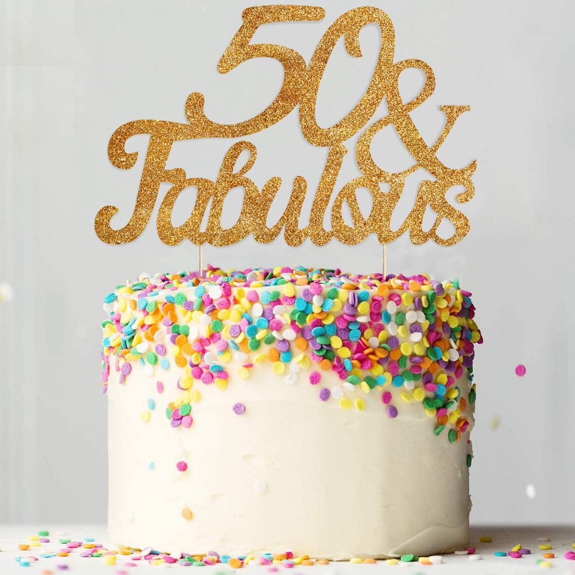 50th Fabulous Gold Glitter Cake