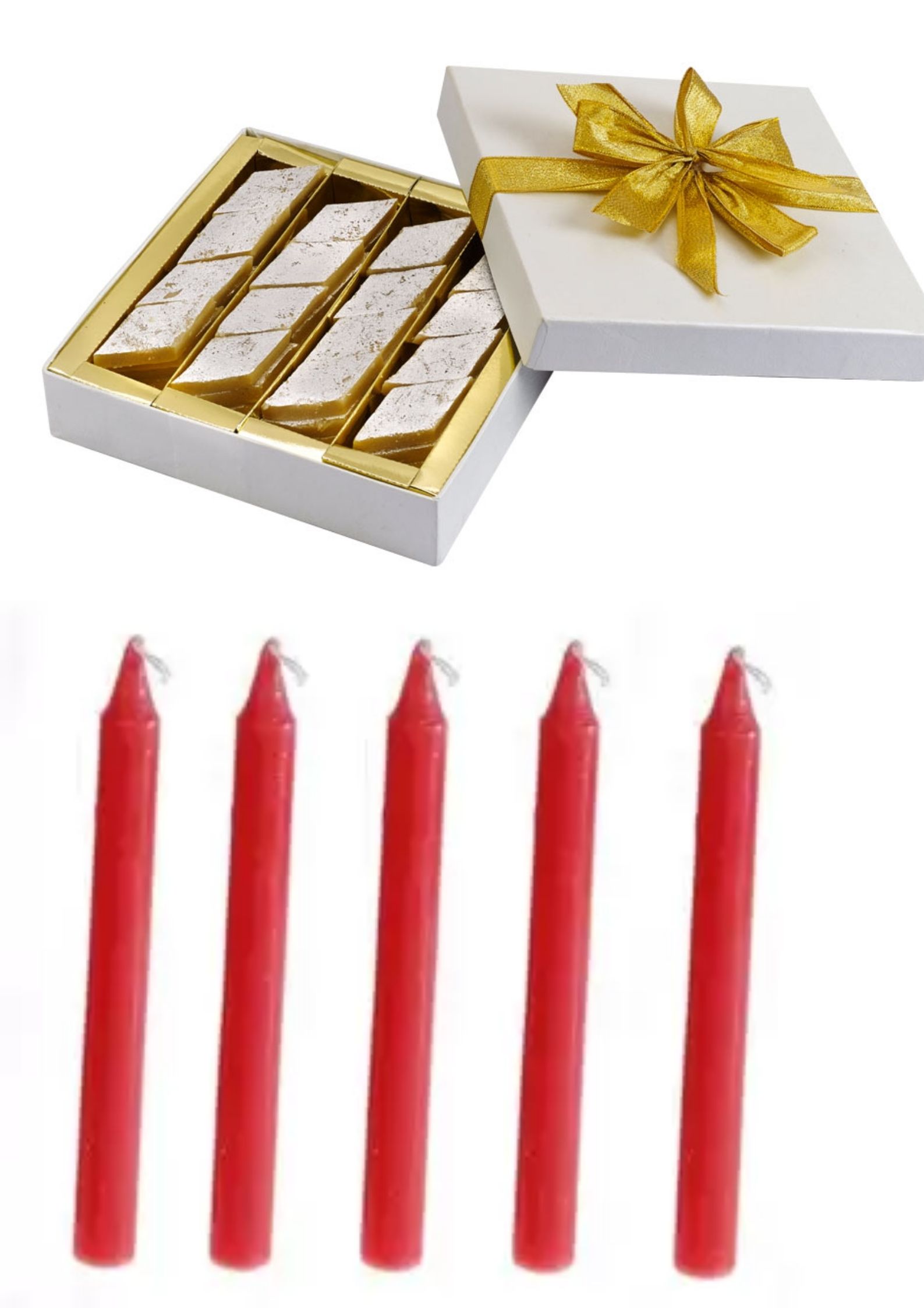 Decorated Candle with Kaju Katli Gift Box