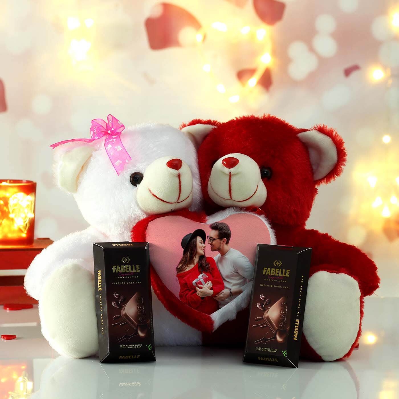 Personalized Couple Teddy with Fabelle Chocolates