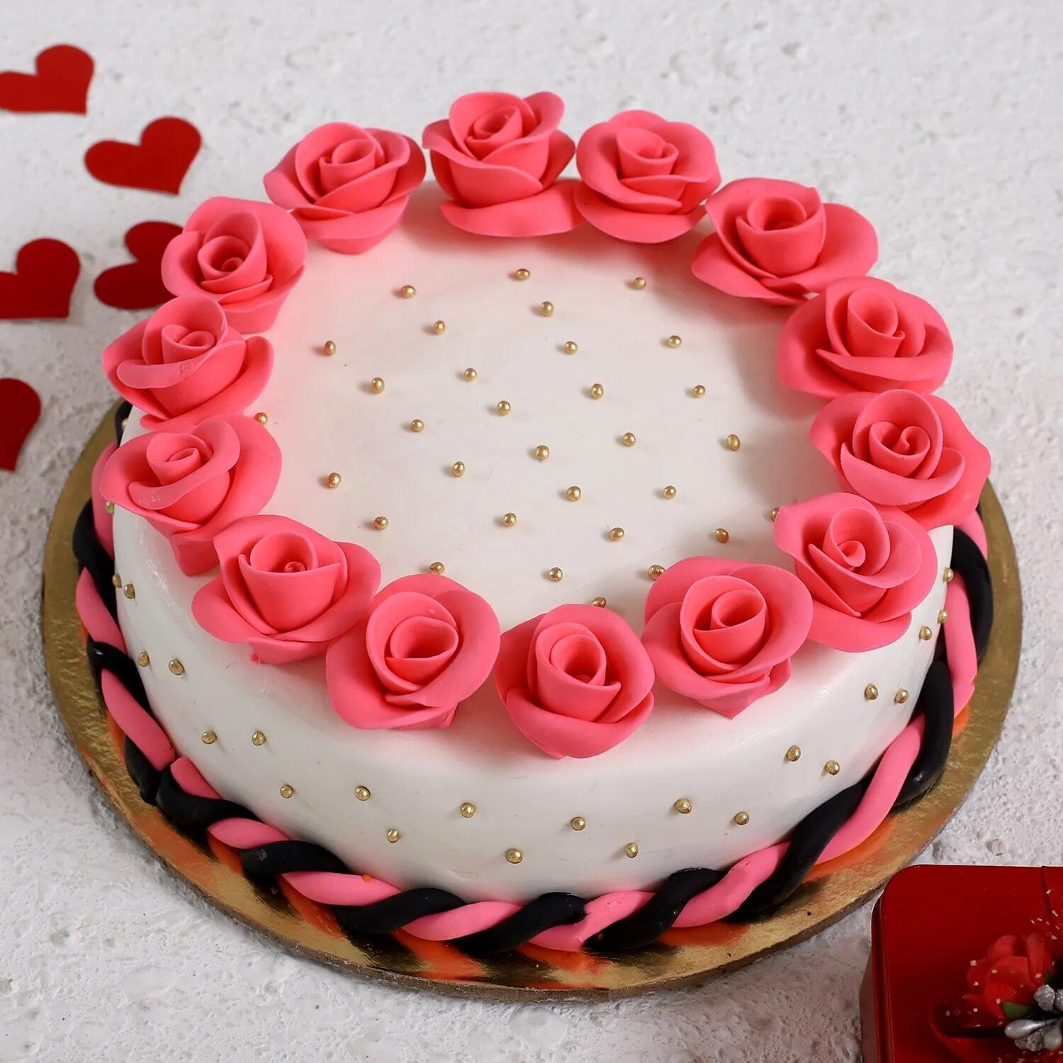 Roses Round Designer Truffle Cake