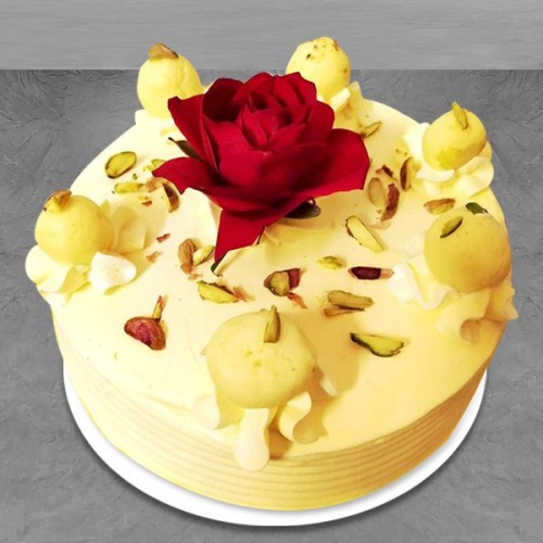 Rajbhog Cake With Rose