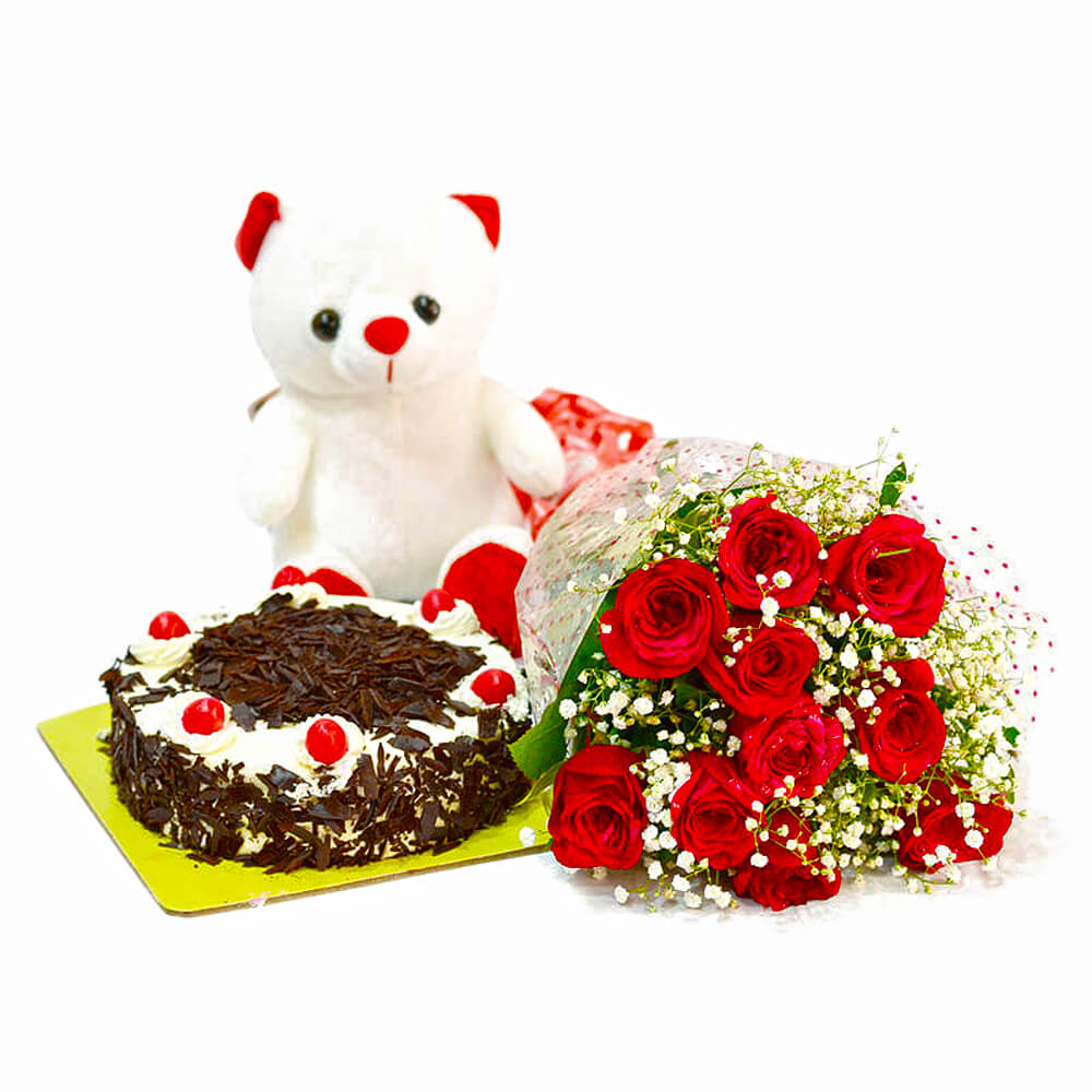 red-rose-with-half-kg-black-forest-cake-and-teddy-bear