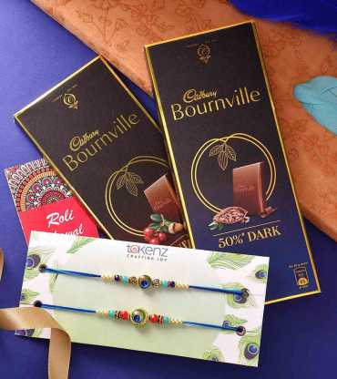 Enchanting Set Of 2 Rakhis With Cadbury Chocolate