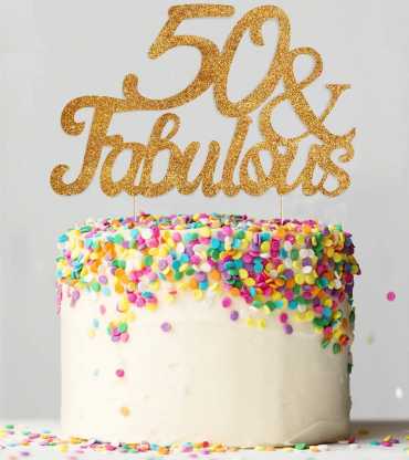 50th Fabulous Gold Glitter Cake