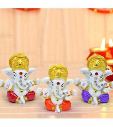 Set Of 3 Mini Ganesha Idols