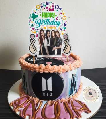 BTS And Black Pink Chocolate Truffle Cake