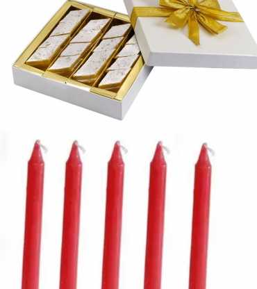 Decorated Candle with Kaju Katli Gift Box