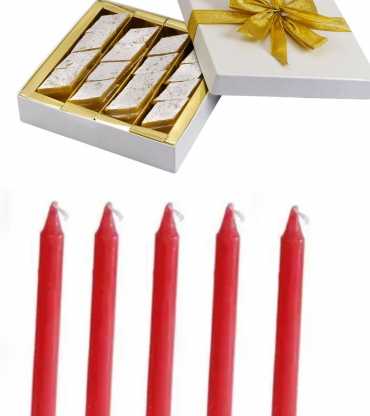 Decorated Candle with Kaju Katli Gift Box