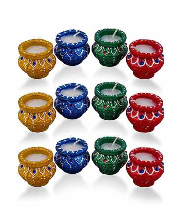 Decorative Diya 12 Set Tealight Candle Festival Diya