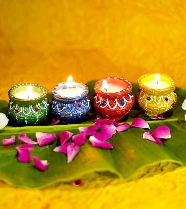 Decorative Diya 4 Set Tealight Candle