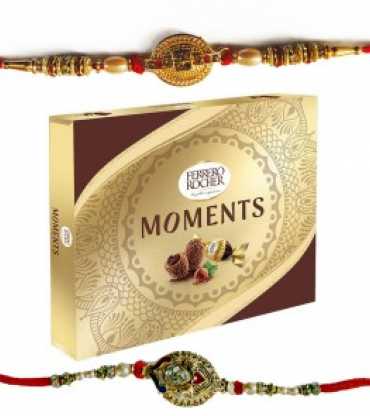 Set Of 2 Rakhis With Ferrero Rocher Moments 24 Pcs