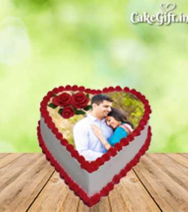 Anniversary heart shape Photo Cake 