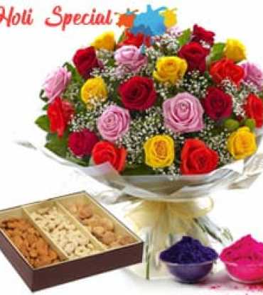 Holi Special Dryfruit With Flowers
