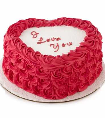I LOVE U Valentine Rose Heart Shape Cake