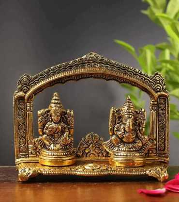 Metal Gold Oxidized Laxmi Ganesh Idol