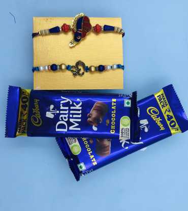 Peacock & Om Rakhi With Chocolate 