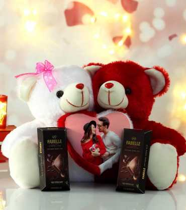 Personalized Couple Teddy with Fabelle Chocolates