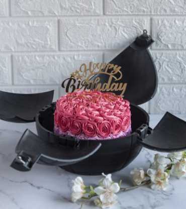 Pink Rosette Bomb Cake