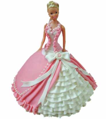 Pink White Barbie Doll Cake