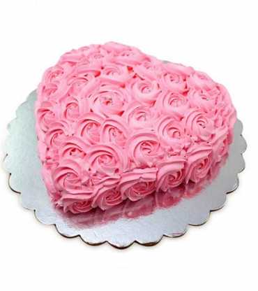 Pink Flower Heart Shape Cake