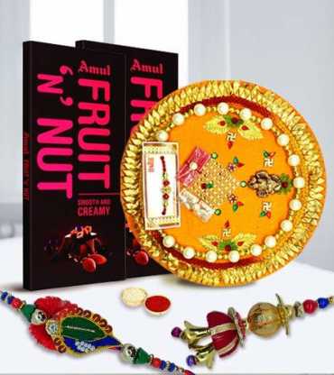 Bhaiya Bhabhi Rakhi Set with Chocolate N Thali