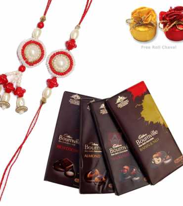 Red Couple Rakhi With Bournvilles