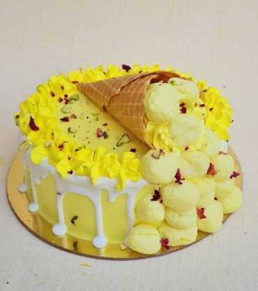 Rasmalai Overloda Cone Cake