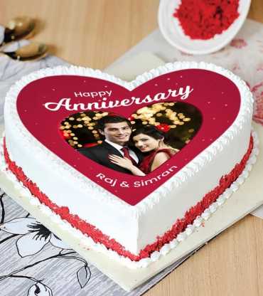 Red Heart Shap Photo Cake