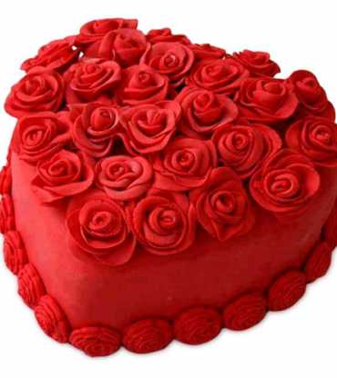 Strawberry Heart Shape Red Rose Cake