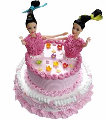 Twin doll cake for birthday