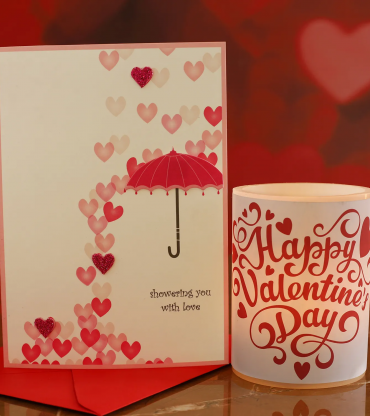 Valentine Greeting Card With Candle Combo