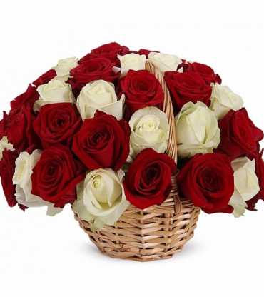 basket-of-Red-and-White-Roses