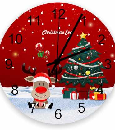 Christmas Theme Wooden Clock