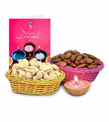 Hamper Dry Fruits In Basket  with Card