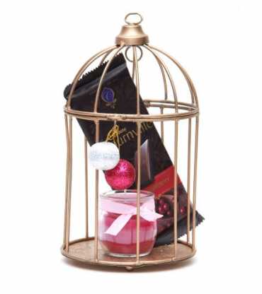 Glass candle In Cage with Bournville 