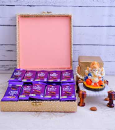 Ganesha with Chocolates and Almonds Diwali Combo