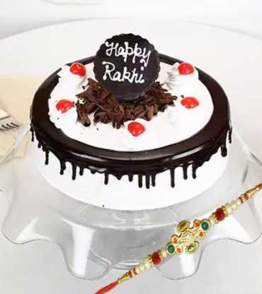 Happy Rakhi  Black Forest Cake With Rakhi