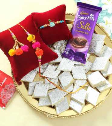 Bhaiya Bhabhi Rakhi and Krishna Rakhi With Kaju Katli