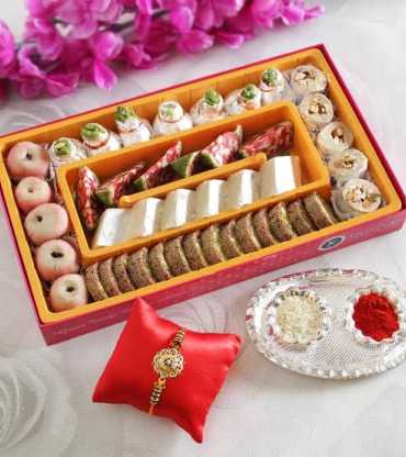 Pack of mix sweet with rakhi