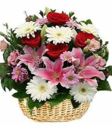  lily-carnation-roses-basket