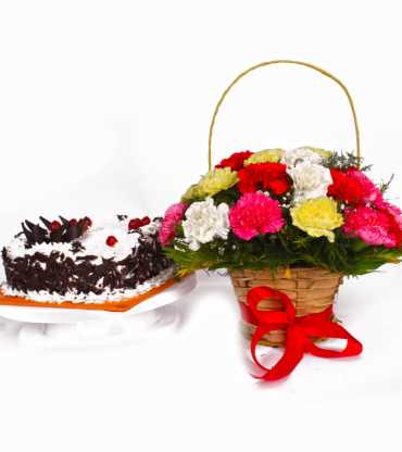 mixed-carnations-with-1-kg-black-fores-cake