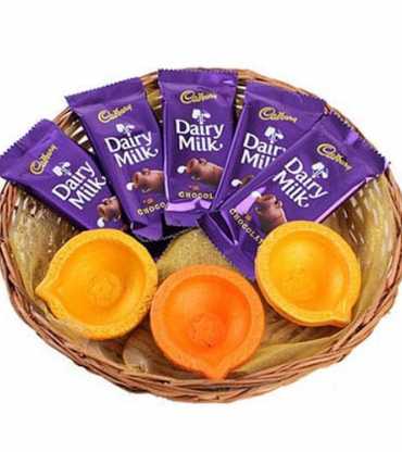 Diary Milk & Diya Basket