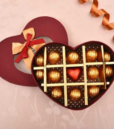 Heart Shape Box of Assorted Dark And Milk Chocolates