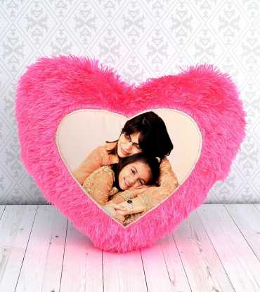 Pink Heart Shape Photo Pillow