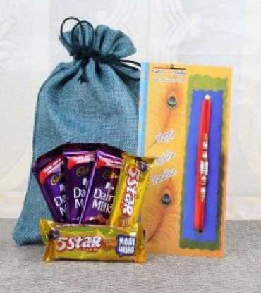 Rakhi Combo Of Cadbury Dairy Milk With Five Star Chocolate Bars