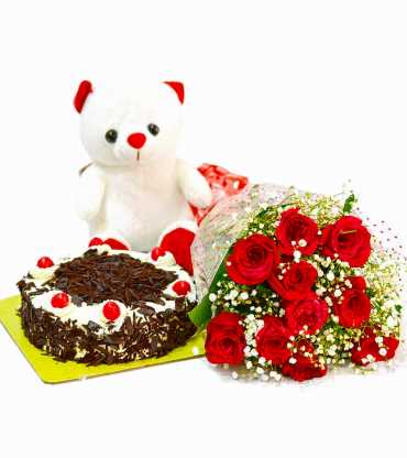 red-rose-with-half-kg-black-forest-cake-and-teddy-bear