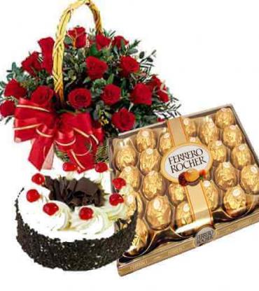  20-Red-Roses-Round-Basket-1-Kg-Black-Forest-Cake-24-Pieces-Ferrero-Rocher-Box-1825