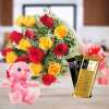 Red Yellow Rose with Chocolate and Teddy