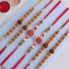 4 Rudraksha And 2 Designer Rakhi